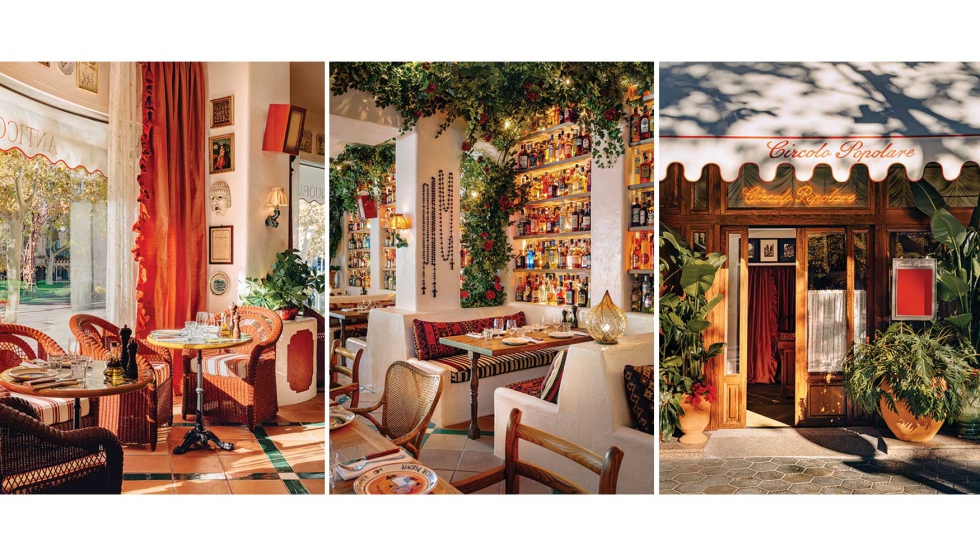 Los muebles de obra conforman bancadas de yeso de diversas formas, combinadas con mesas y sillas tradicionales de madera y fibras naturales...