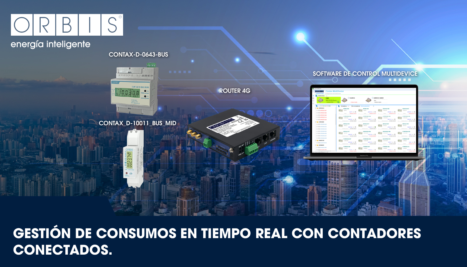 El router act�a como pasarela entre los contadores electr�nicos de Orbis y los sistemas de supervisi�n energ�tica...