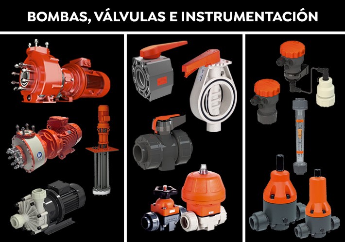 Bombas, V�lvulas y equipos de Instrumentaci�n en material termopl�stico
