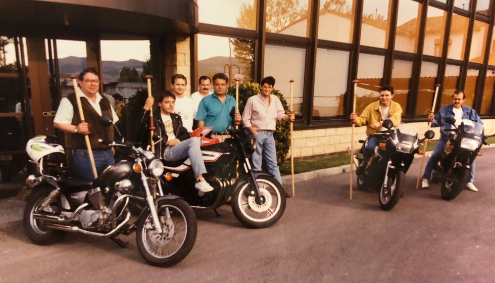 Jacobeo 93, Daniel y su hijo Pedro Jos�, Albert Bon�s y Xavier Bohigas en Inrialsa