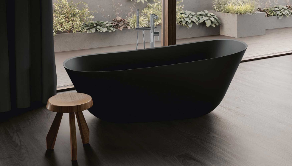 Dise�o de ba�o con intensidad tranquila, mediante tonos profundos inspirados en la luz y el agua, como azul medianoche, grafito o verde azulado...