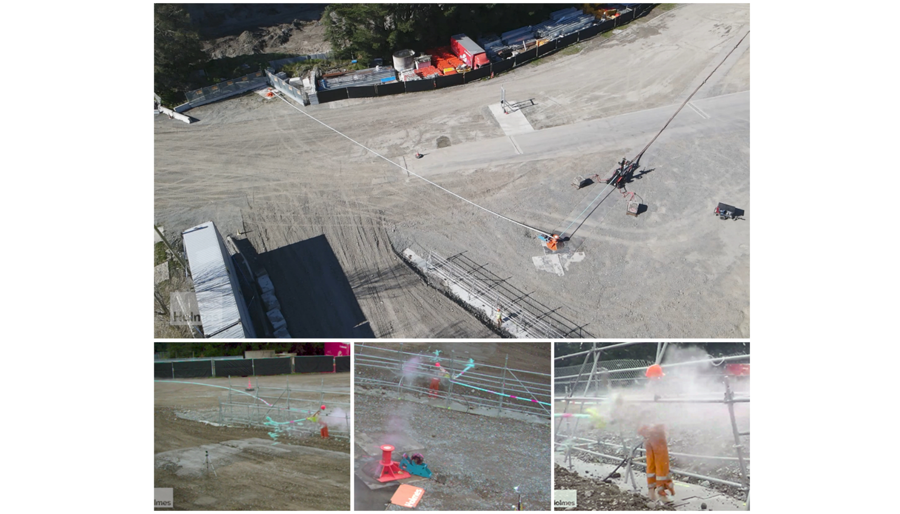 Fig. 10. Ensayos a la estructura de protecci�n temporal existente, que claramente fall�