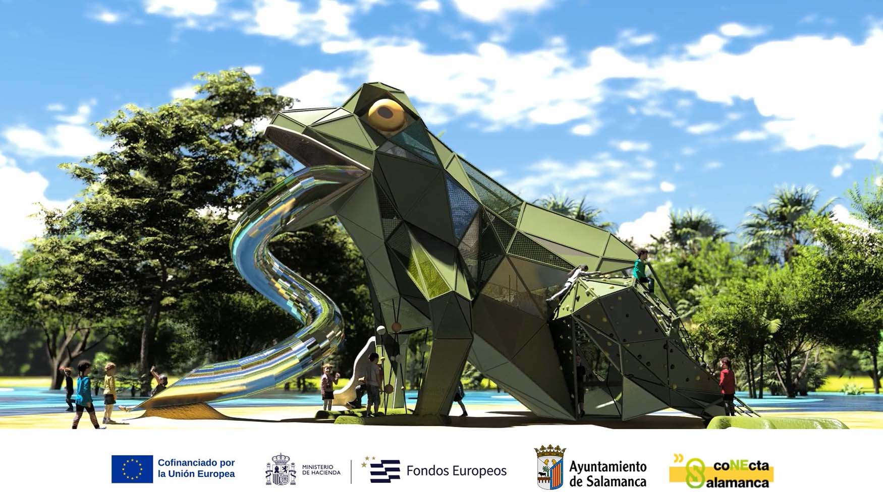 Tras la intervenci�n, el parque de W�rzburg contar� con juego infantil con forma de rana, que alcanzar� casi 7 metros de altura...