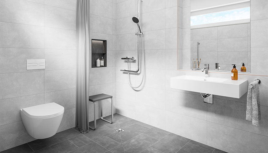 Las soluciones integrales de Schl�ter-Systems permiten dise�ar cuartos de ba�o sin barreras o con barreras reducidas...