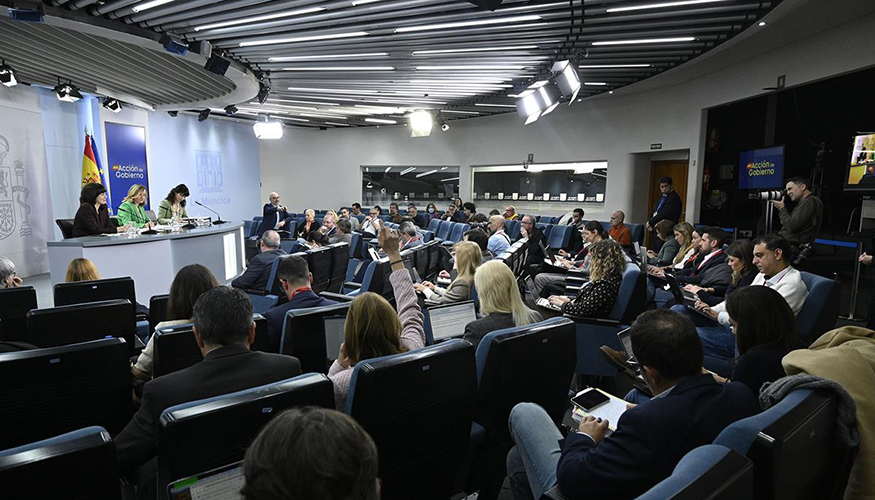 Las ministras Morant, Alegr�a y Redondo, durante la rueda de prensa posterior al Consejo de Ministros del 16 de diciembre...