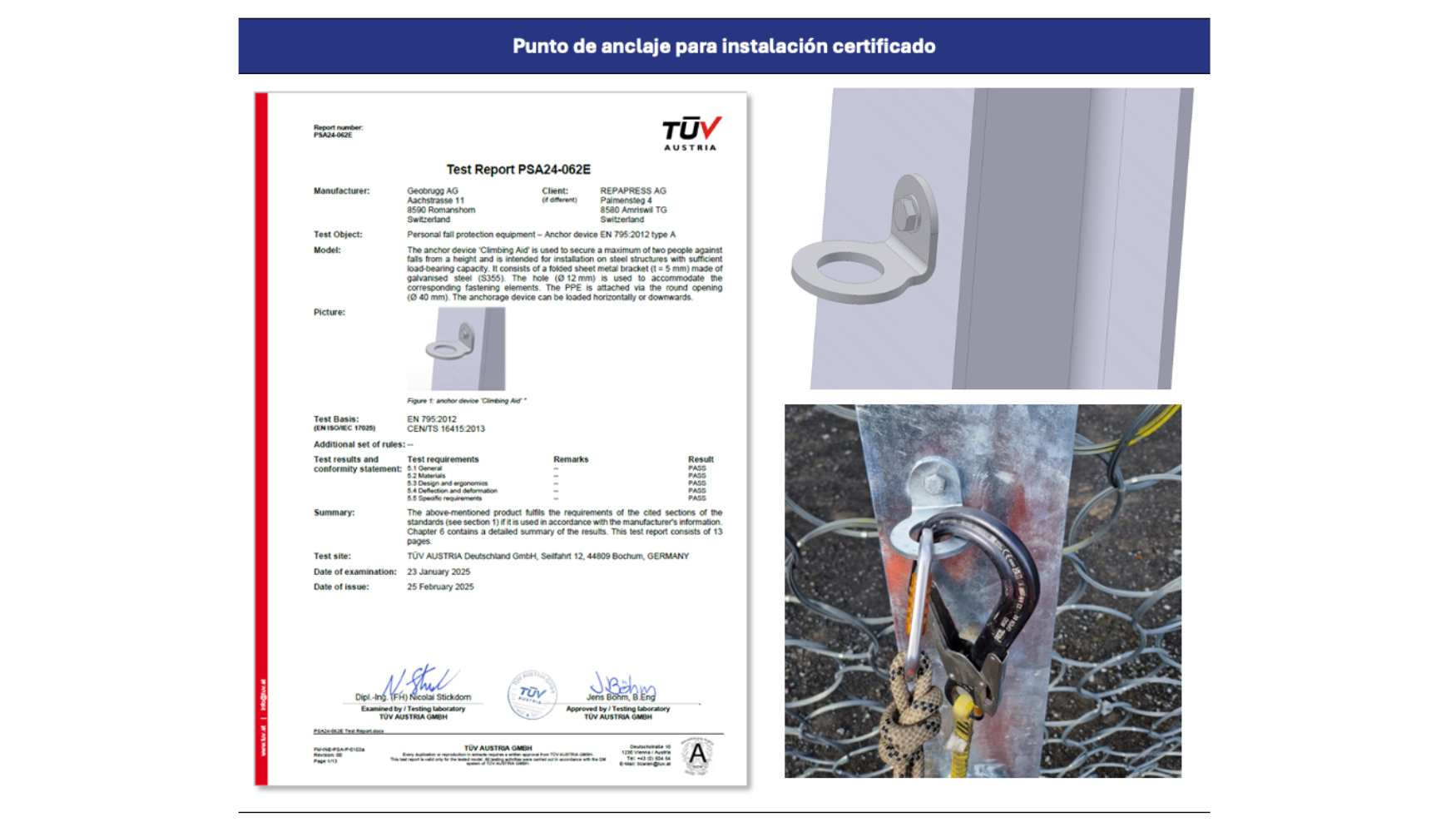 Tabla 5. Certificaci�n del punto de anclaje (T�V(5))