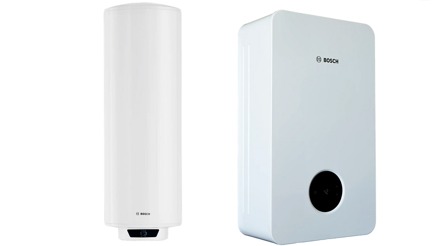 Termo el�ctrico cil�ndrico reversible Tronic TR2100 T, y calentador estanco a gas Therm 3600 S de Bosch Home Comfort