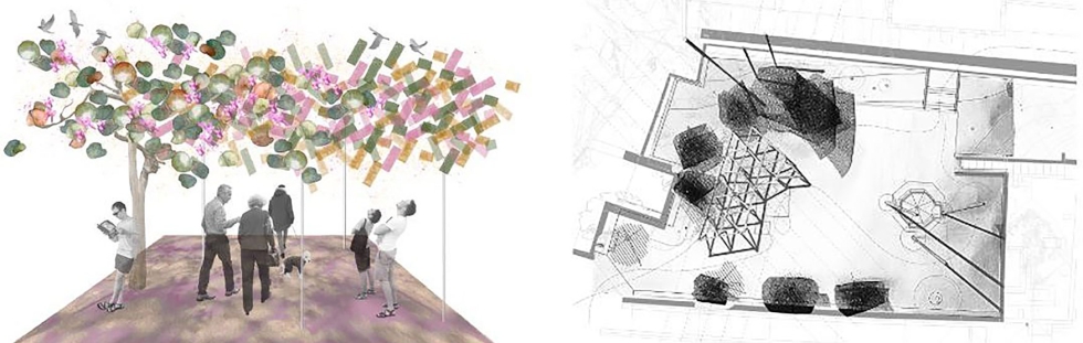 La propuesta se materializa mediante una estructura ligera que sostiene piezas cer�micas dispuestas con diferentes inclinaciones y densidades...