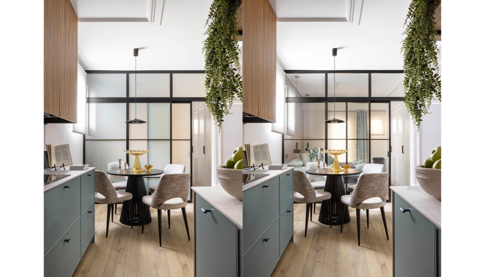 El cerramiento del dormitorio ha sido dise�ado por el estudio de Silvia Trigueros y realizado por TCI...