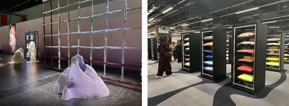 A la izquierda, imagen de �among-all� de Patricia Urquiola; y a la derecha Trends 26/27 que ha organizado Alcova