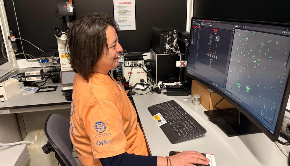Giorgia Bignami en las instalaciones del Servicio de Acuicultura y Biotecnolog�a Especializada (SABE) del IU-ECOAQUA de la ULPGC...