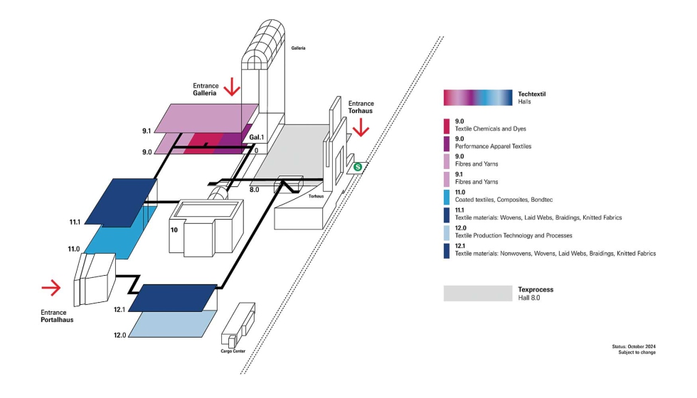 Plano oficial de la distribuci�n de los pabellones en la feria Techtextil 2026