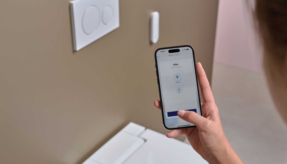 Los ajustes personalizables del AquaClean Alba se configuran c�modamente a trav�s de la App gratuita Geberit Home
