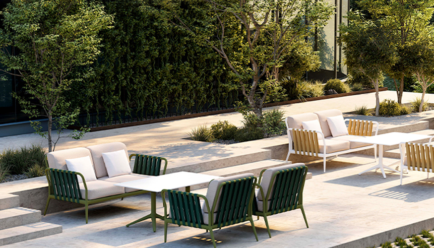 El patr�n de encordado se reproduce mediante cinchas textiles de polipropileno, capaces de soportar la exposici�n a la intemperie...