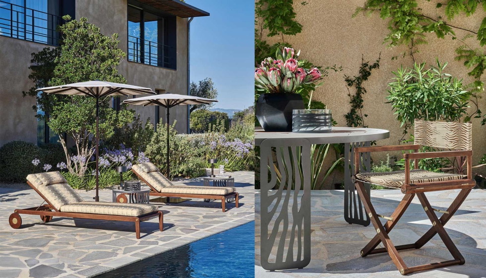 Dentro de la l�nea Capoverde se encuentran, la tumbona, la silla reclinable y la silla de director en versi�n outdoor, con geometr�as lineales...