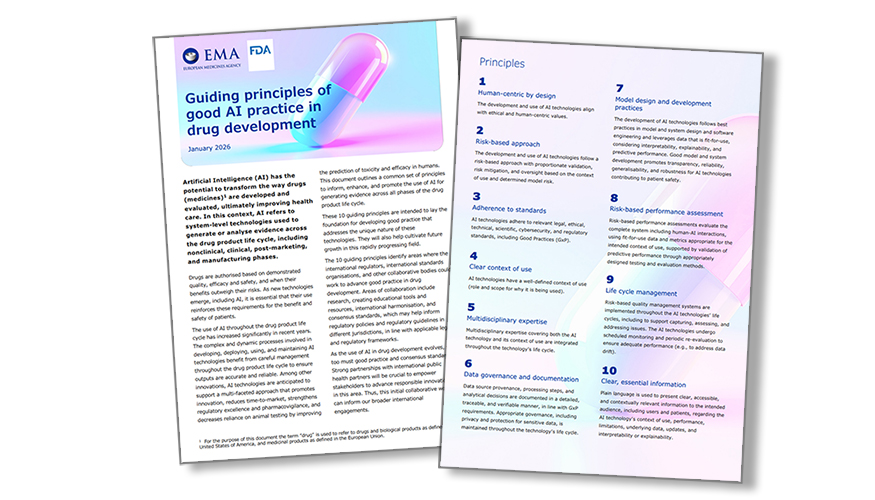 Gu�a de principios de buenas pr�cticas en el uso de la inteligencia artificial en el desarrollo de medicamentos publicada por la EMA y la FDA...