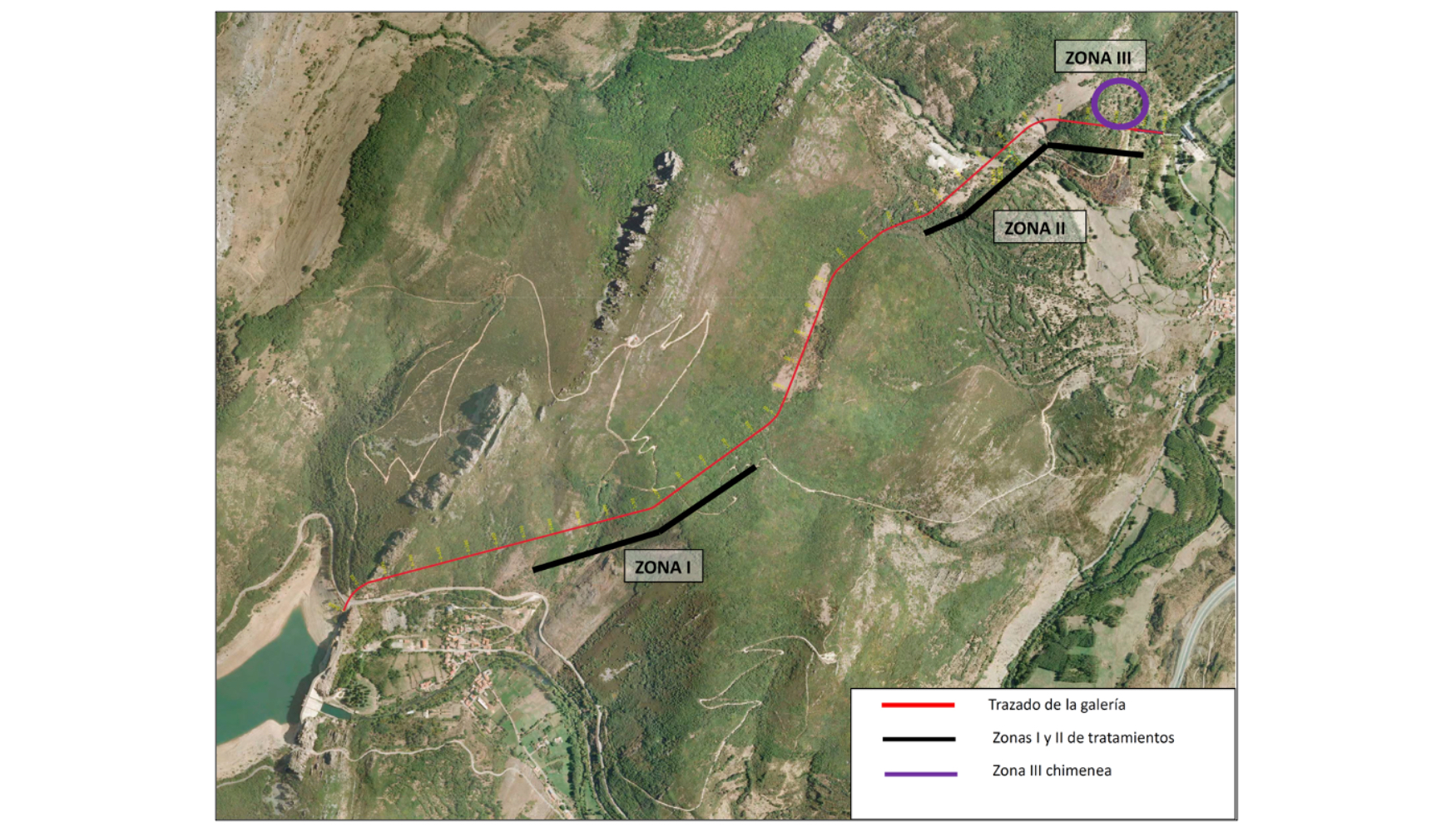 Vista en planta del desarrollo de la galer�a y las zonas de actuaci�n