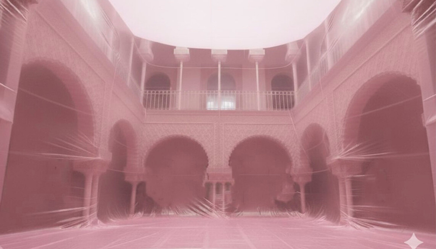 'Altures de rosa' es una instalaci�n inflable que llena completamente el espacio con grandes globos de pl�stico rosa, redefiniendo la luz...