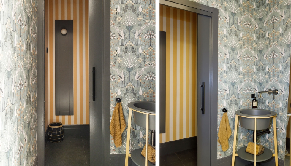 Este aseo constituye una declaraci�n de interiorismo, demostrando que incluso los ba�os pueden convertirse en espacios de dise�o arriesgado...