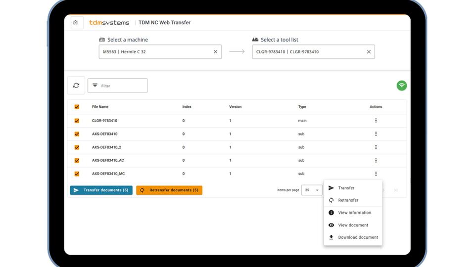 O TDM NCP Webtransfer permite consultar e reenviar programas NC dispon�veis diretamente no ambiente da m�quina