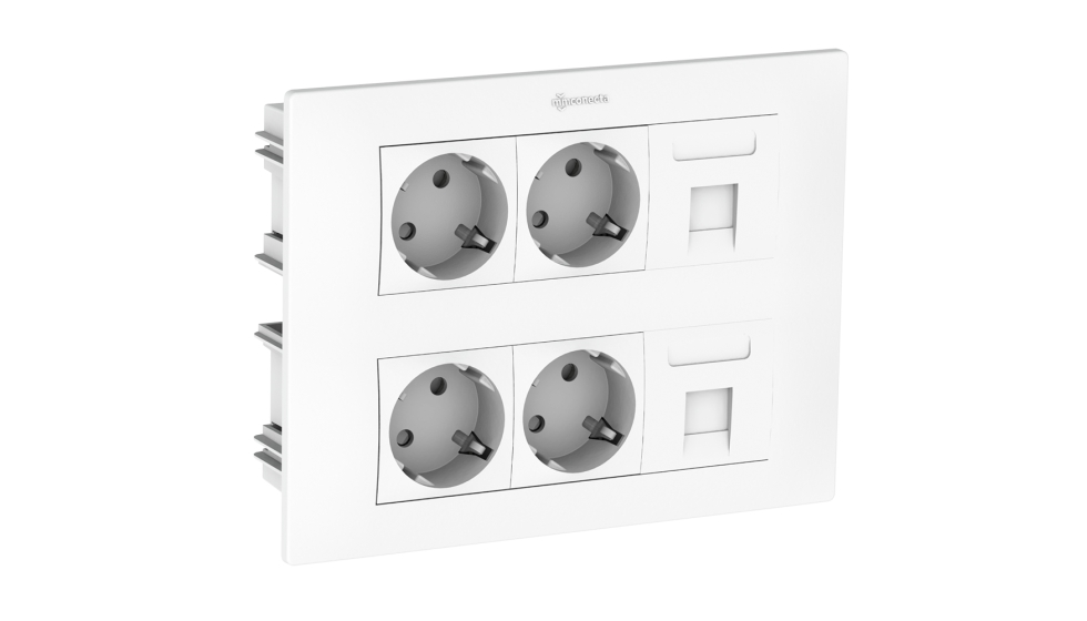 Caja de empotrar MMConecta Gama 45 (cuatro tomas de corriente y dos RJ45)
