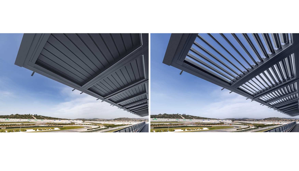 Gracias a las lamas orientables, la estructura permite una gesti�n perfecta de la ventilaci�n y del sombreado