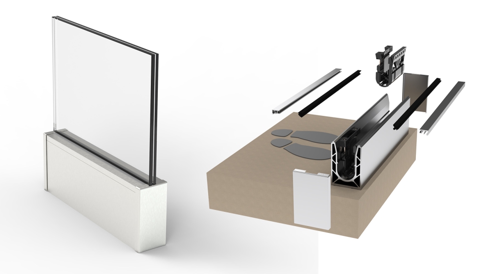 Detalle y despiece del sistema de barandilla SABCO, de Sadev