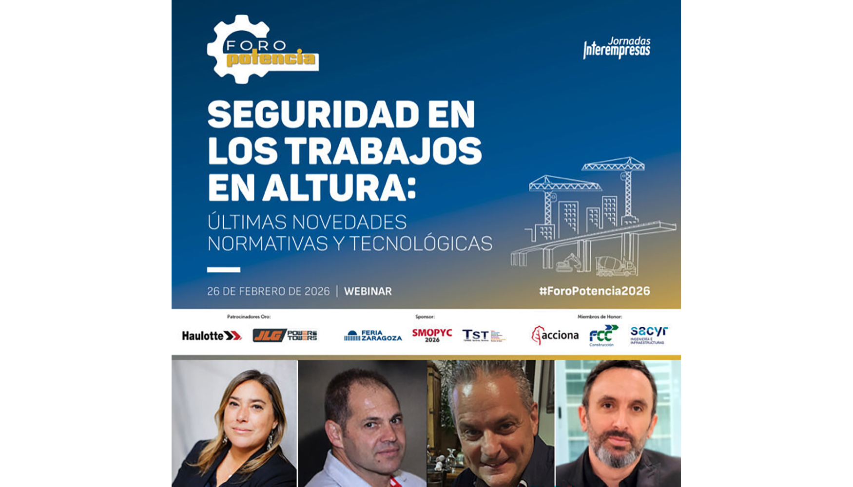 Panel de ponentes del webinar del Foro Potencia 'Seguridad en los trabajos en altura: �ltimas novedades normativas y tecnol�gicas'...