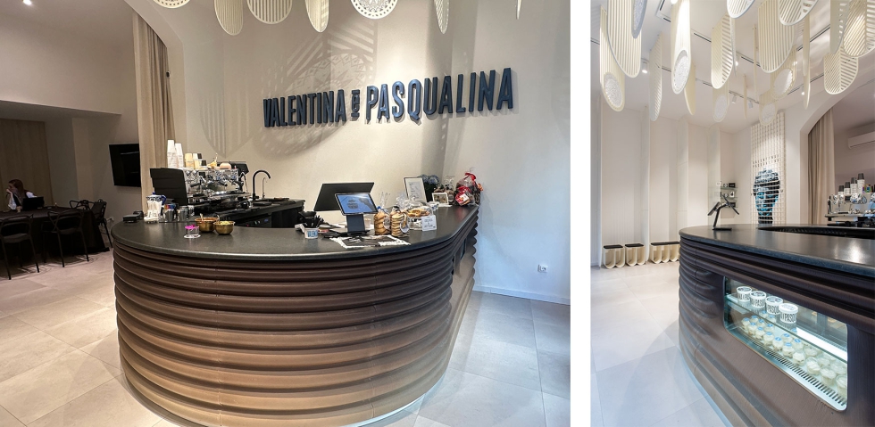 El eje central del proyecto es la barra central fabricada en impresi�n 3D y que simula las ondulaciones del tiramis�...