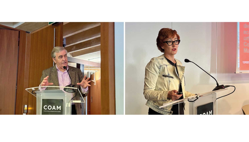 Sigfrido Herr�ez, decano del COAM y Sara Aranda, directora general de Urbanismo de la Comunidad de Madrid
