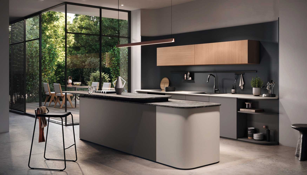 Cocina realizada con diferentes dise�os del nuevo acabado mate ST17