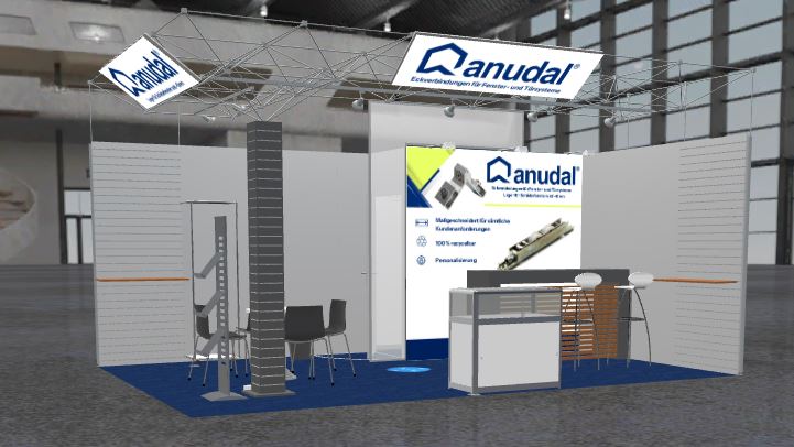 Boceto del stand de Anudal en Fensterbau Frontale 2026
