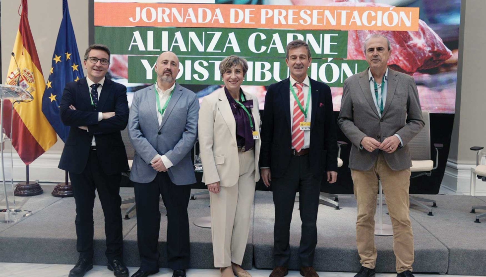 Representantes de Asedas, Anged y el Foro Ganadero-C�rnico durante la presentaci�n