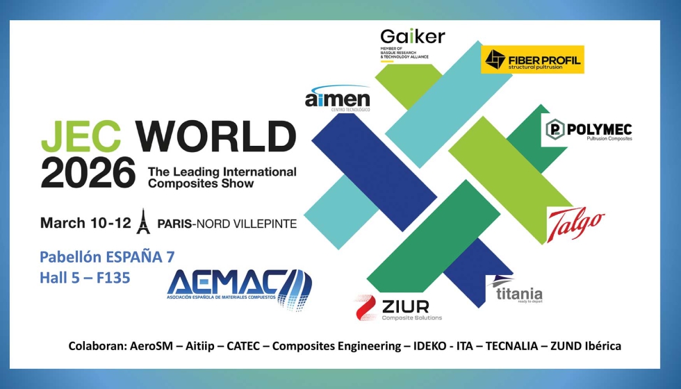 La feria JEC World 2026, que tiene lugar del 10 al 12 de marzo, reunir� en Par�s a expertos en materiales compuestos de todo el mundo...