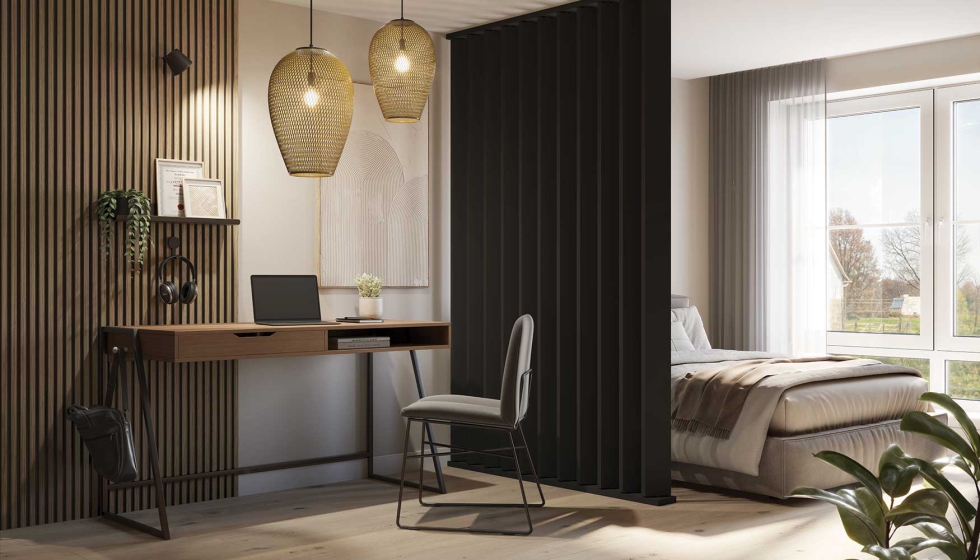 Separador de ambientes Divisio Uni en acabado negro Chicago