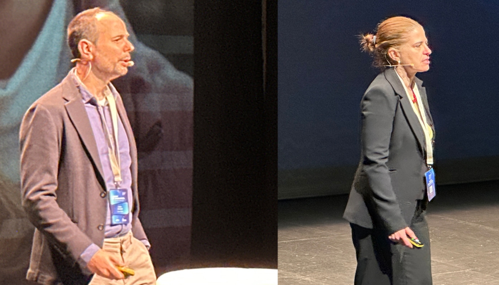 A la izquierda, Pedro Olazabal, responsable de Impacto de Zubi Group; y a la derecha, Cristina Sendra, directora t�cnica de EIG de Grupo Construc�a...