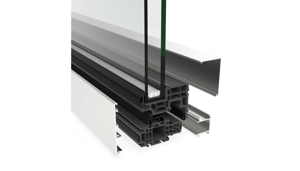 Detalle de los elementos que conforman la serie Cor 70 Hybrid de hoja oculta de Cortizo