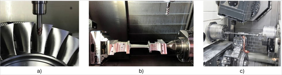 Figura 4. Diferentes m�todos para el mecanizado de �labes. a) Mecanizado con el �labe en voladizo (como parte de un rotor integral). Fuente: [6]...
