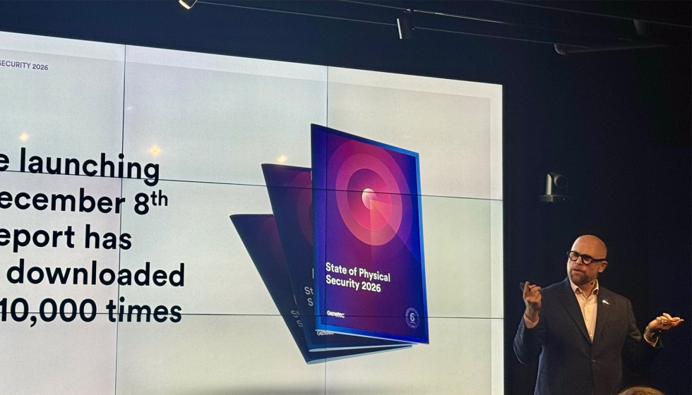 Andrew Elvish, Vice President, Marketing de Genetec, durante la presentaci�n del informe State of the Physical Security Industry 2026...