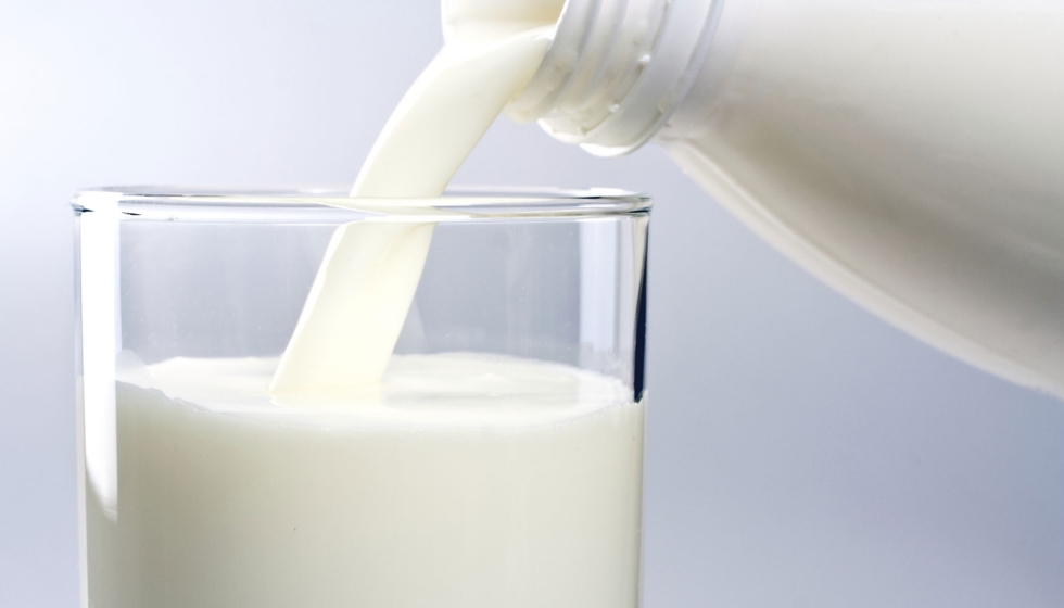 Botella y vaso de leche