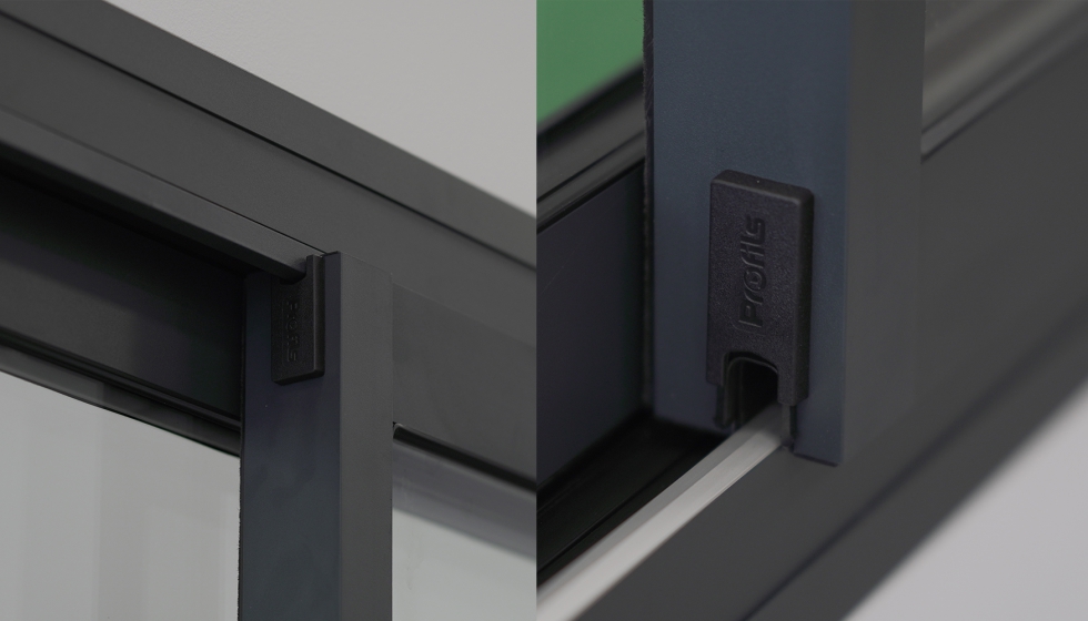 Detalles del sistema de clipado de los perfiles de REFINE [EASY], que facilitan la instalaci�n de la ventana corredera