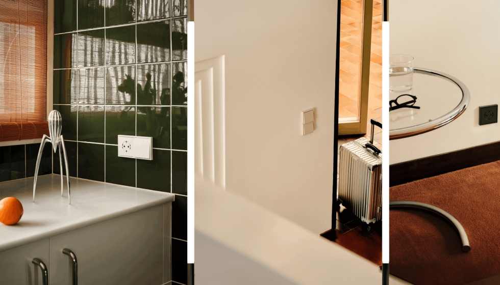 La serie incorpora la base de enchufe CLEAN, una soluci�n que se integra de forma discreta en el conjunto y recupera su forma cuando no est� en uso...