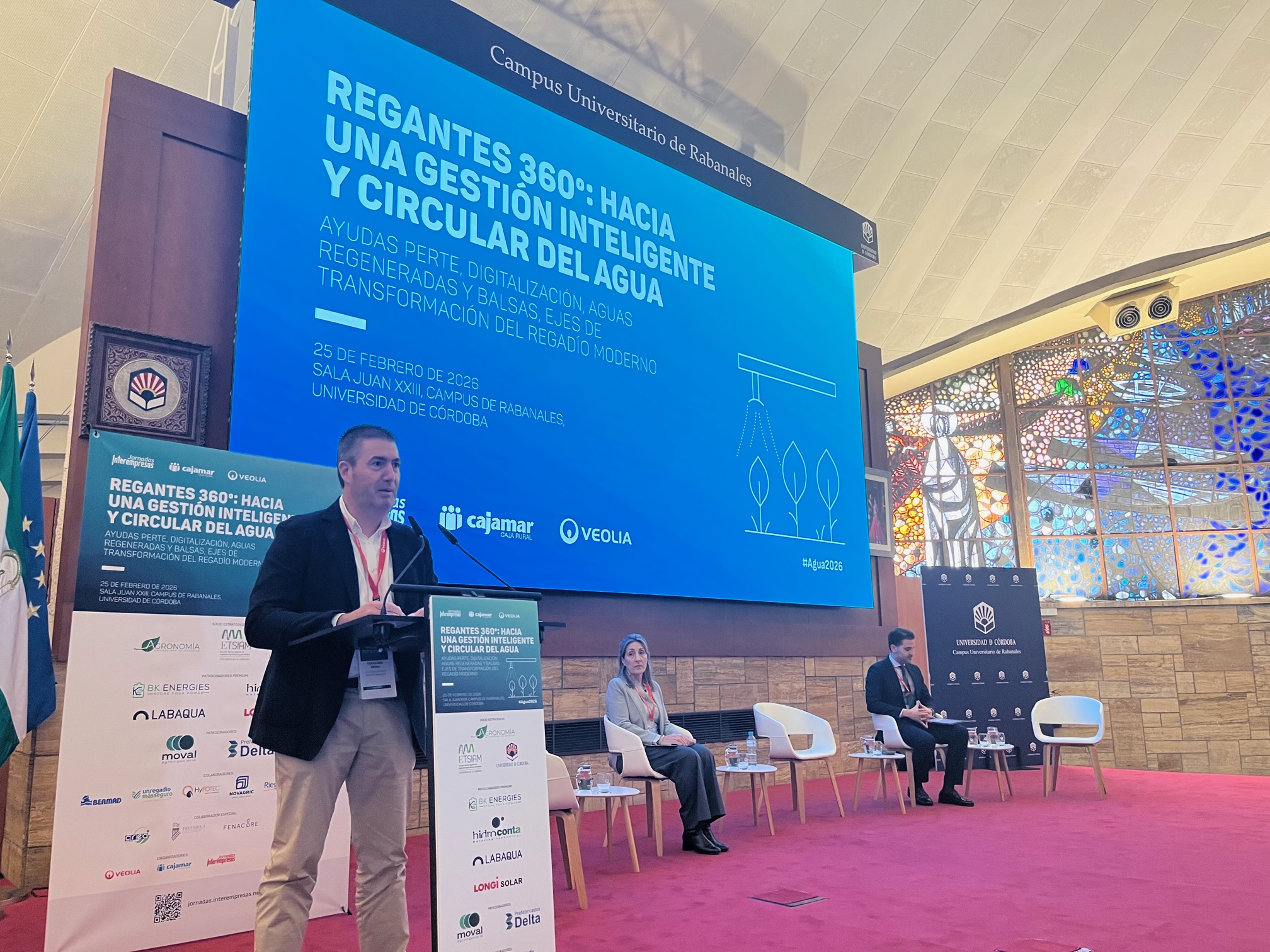 Francisco Javier Mart�nez, director general de la Divisi�n de Agricultura de Veolia Espa�a, durante su participaci�n en el acto inaugural...