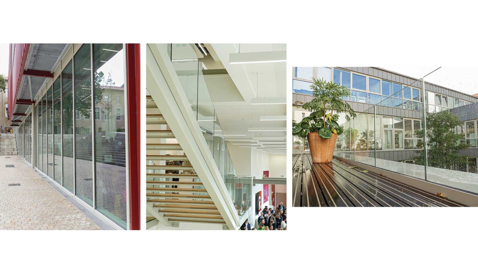 Para el edificio se ha utilizado el sistema de barandillas de vidrio GlassFit SV-1401...