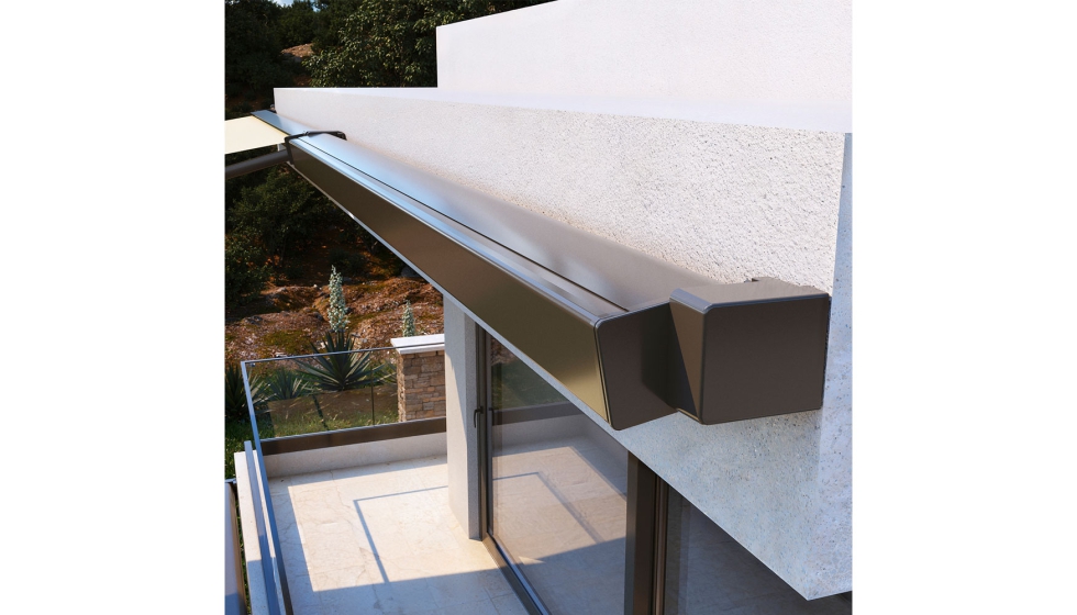 La configuraci�n geom�trica de Sama aporta una imagen sobria y elegante cuando el toldo est� recogido y reduce el impacto visual del sistema en la...