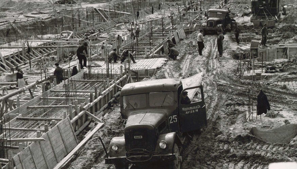 Construcci�n de la planta de Volkswagen Veh�culos Comerciales en Hannover, donde actualmente se fabrican los modelos ID. Buzz, Multivan y California...