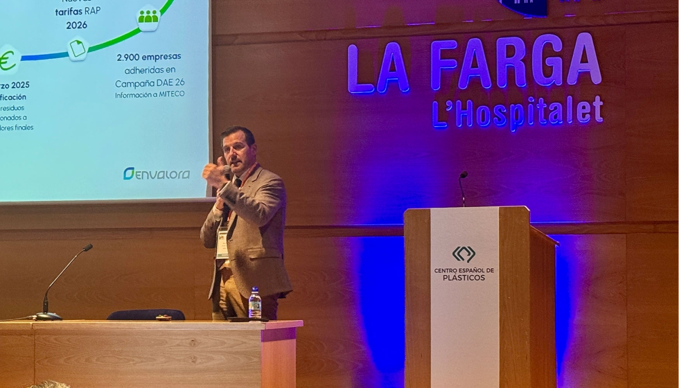 Joan Ros, director general de Envalora, durante su intervenci�n en Plastics & Rubber