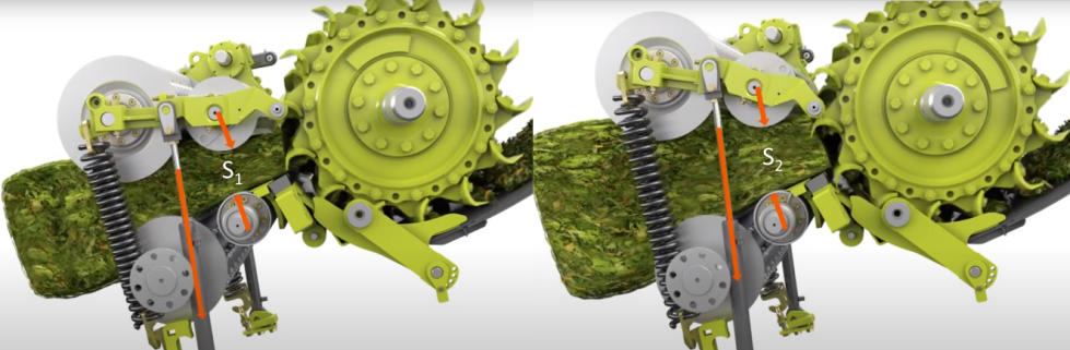 Figura 2. Medici�n de la separaci�n entre los dos rodillos de alimentaci�n interiores (S1 < S2)