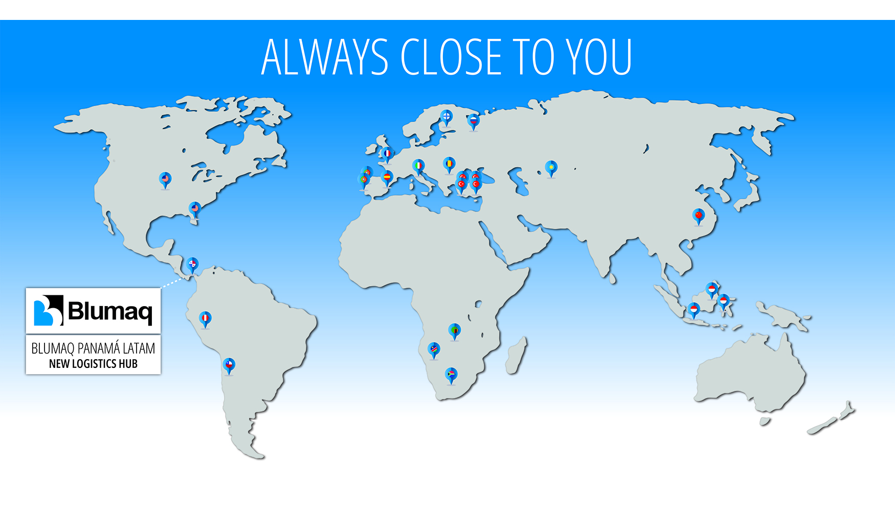 Mapa de filiales de Blumaq en todo el mundo