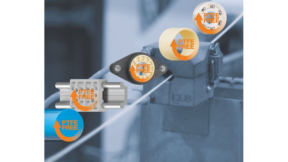 Os motion plastics da igus j� utilizam 27 materiais isentos de PTFE e testados com PFAS, por exemplo, em var�es, casquilhos deslizantes...